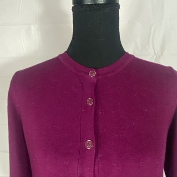 Nicole Miller Metallic Plum Berry Cardigan Sweater Size Small - Picture 2 of 14